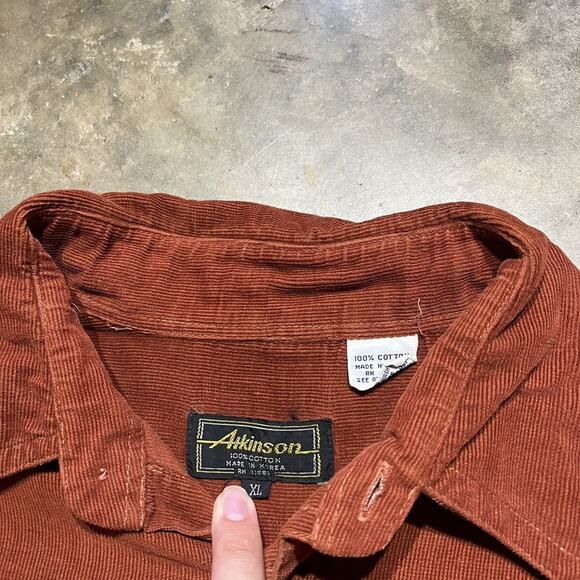 Vintage 70s Atkinson Orange Corduroy Casual Cut Shirt - Picture 5 of 5